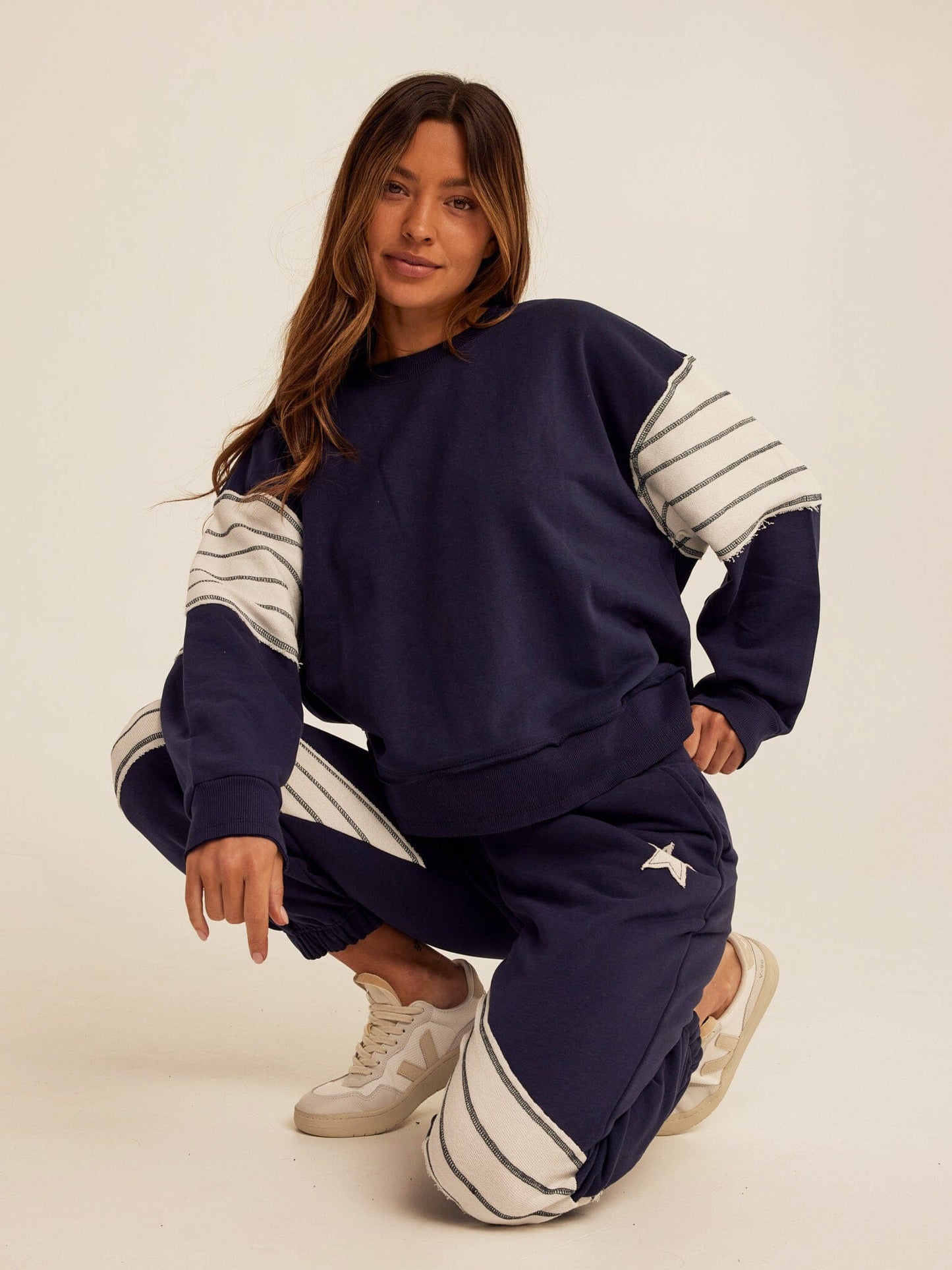 Eulalie Cotton Terry Patchwork Jogger