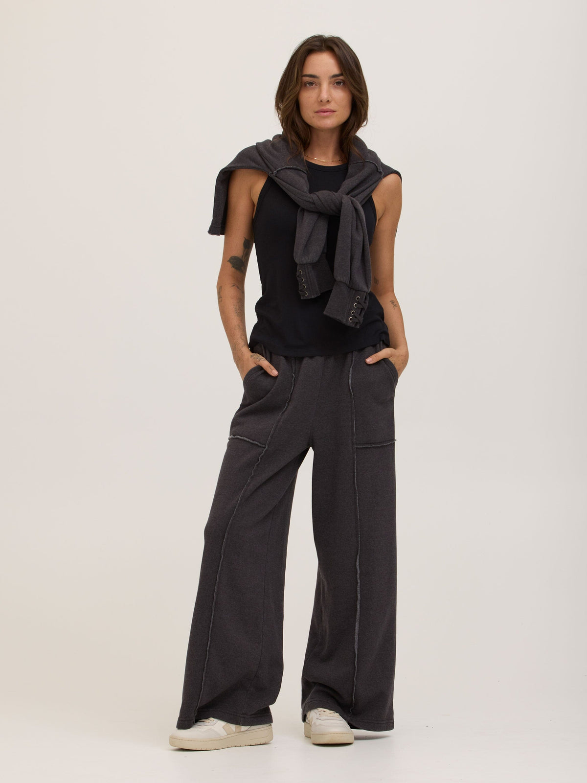 Sigourney Mineral Wash Fleece Wide Leg Pant