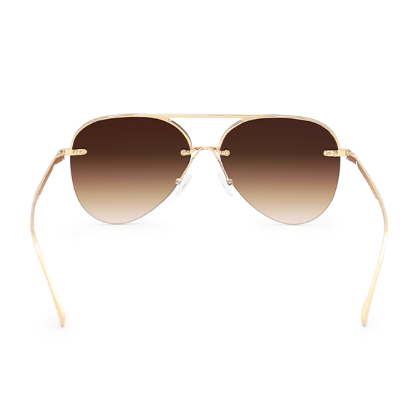 Smaller Megan 2 - Faded Brown Metal Aviator Sunglasses