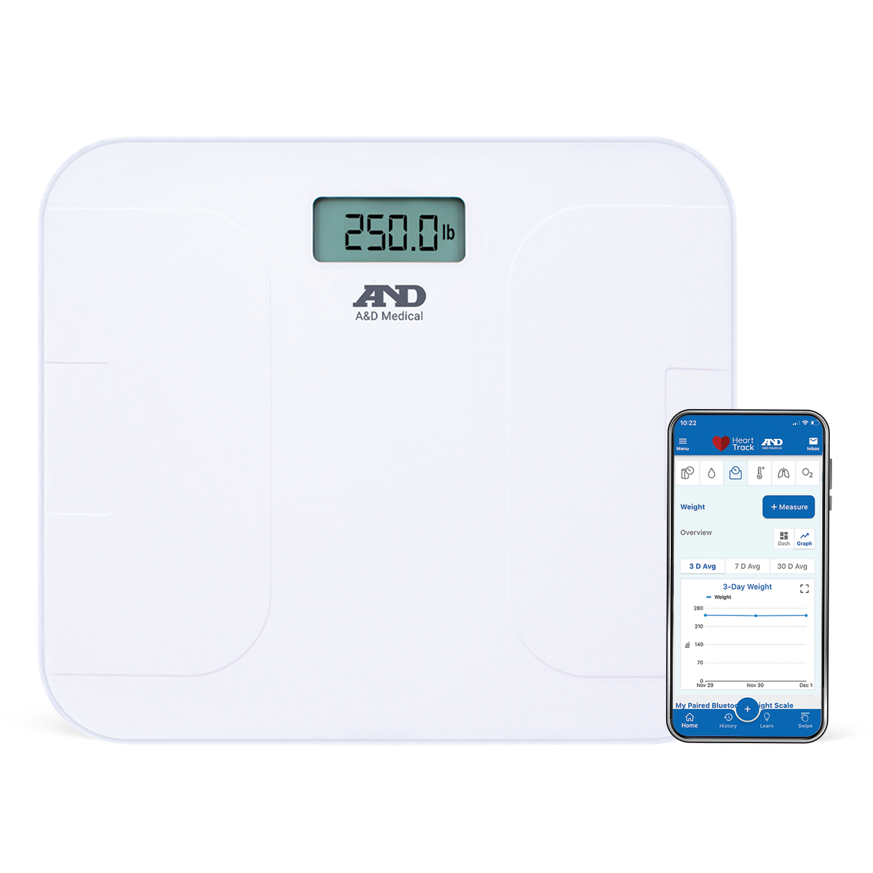A&D PREMIUM WIRELESS WEIGHT SCALE WITH BLUETOOTH