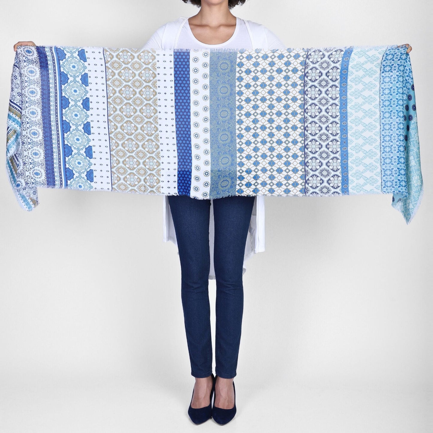 Santorini Patterned Wrap - Blue Multi