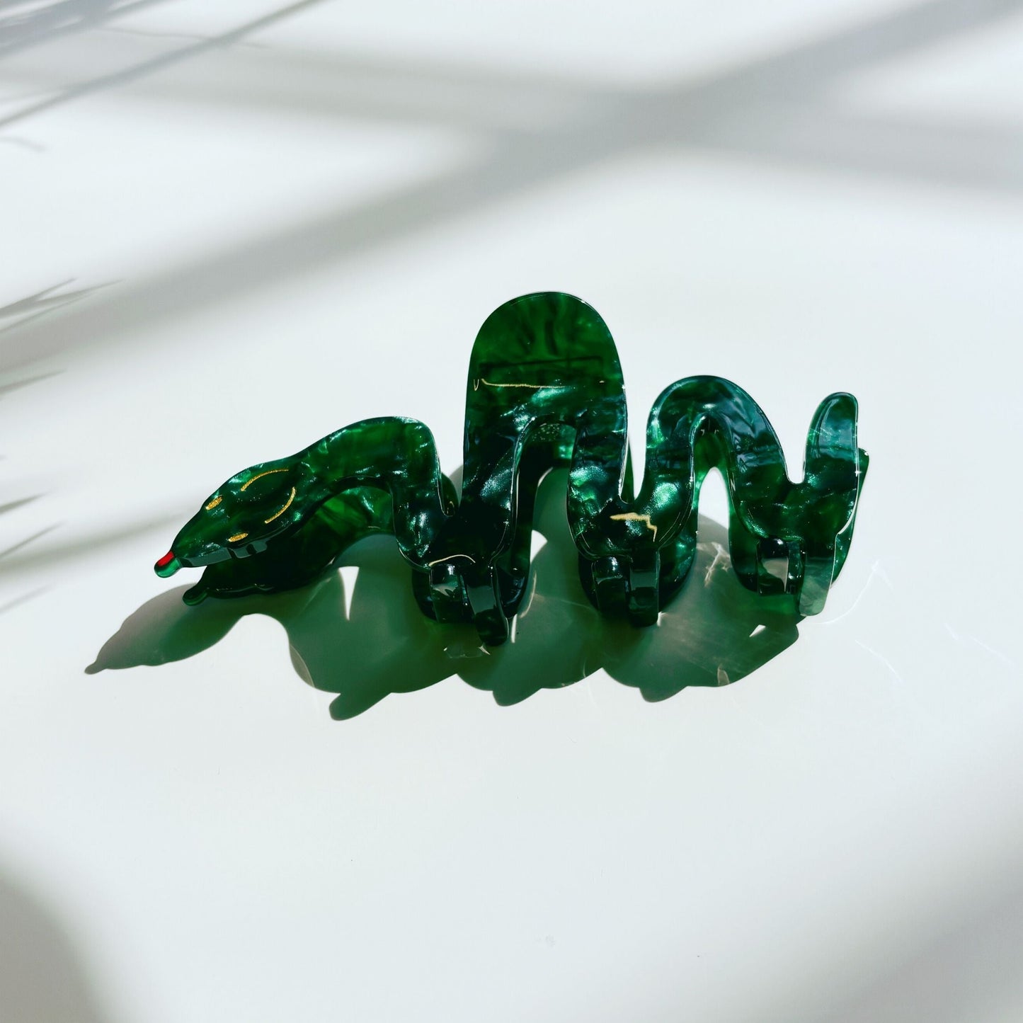 Velvet Claws Cleopatra Green Snake Hair Claw | Claw Clip in Velvet Travel Bag