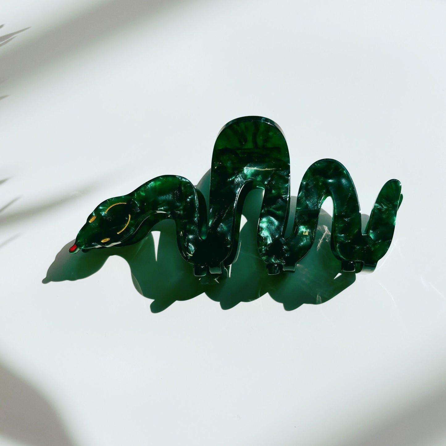 Velvet Claws Cleopatra Green Snake Hair Claw | Claw Clip in Velvet Travel Bag