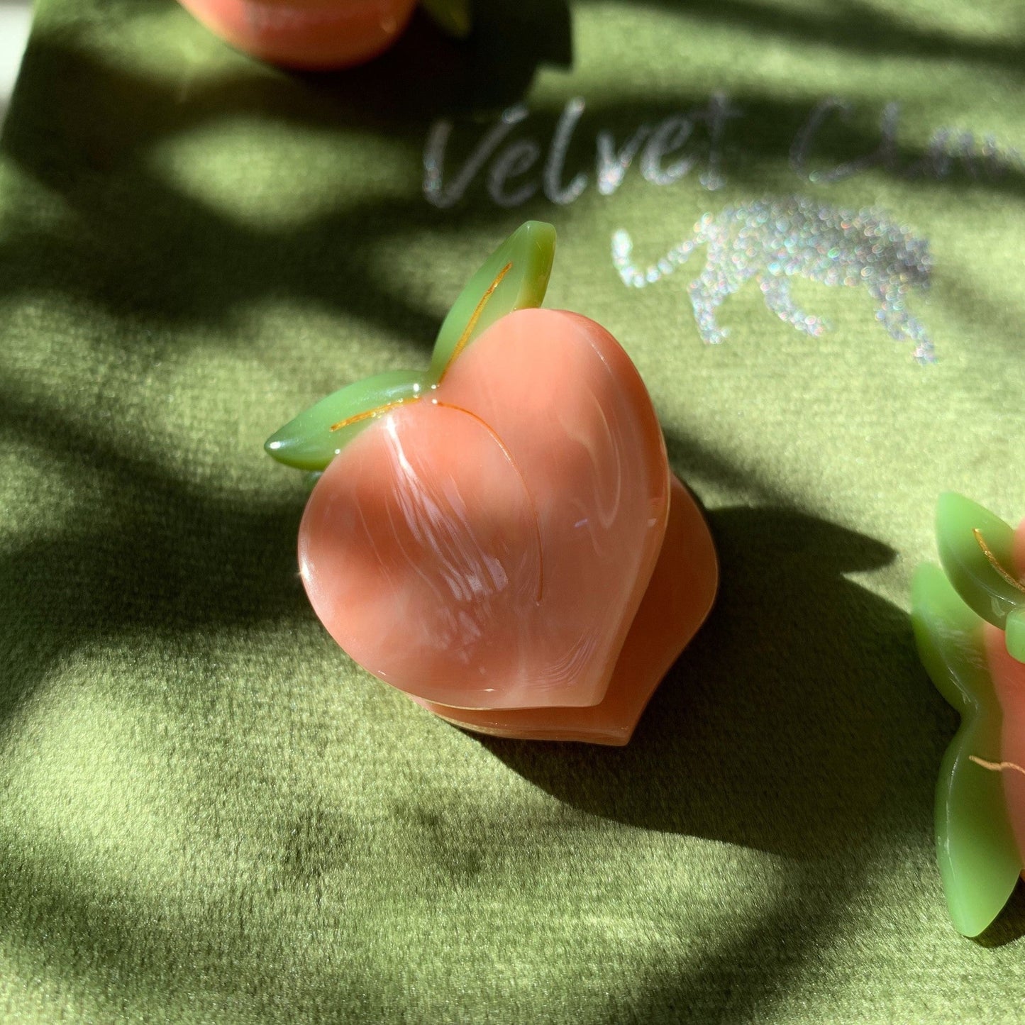 Velvet Claws Set of 4 ππππ Mini Peach Hair Clips | Claw Clips in Velvet Travel Bag