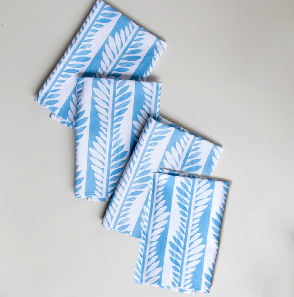 Blue Modern Vines Organic Napkins, 4-pack