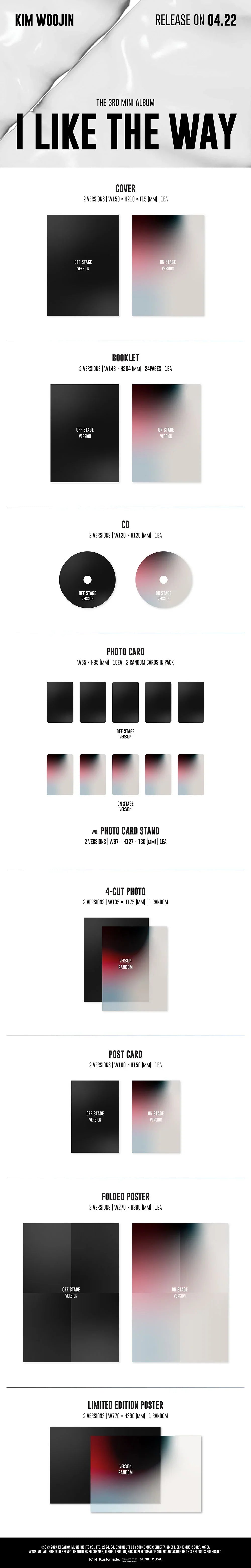 Kim Woojin 3rd Mini Album - I Like The Way Set (2 Version Set)