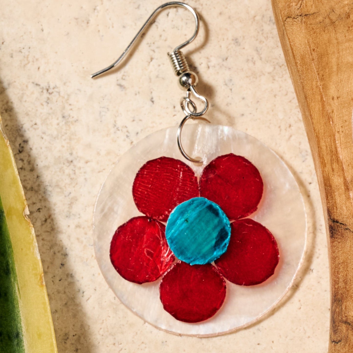 Pula Capiz Flower Dangle Earrings