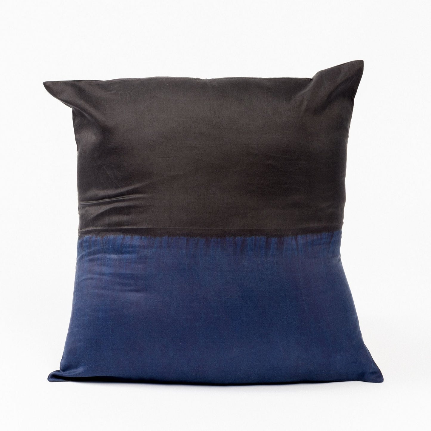 Aakar Indigo Gold Color Block Mulberry Silk Pillow