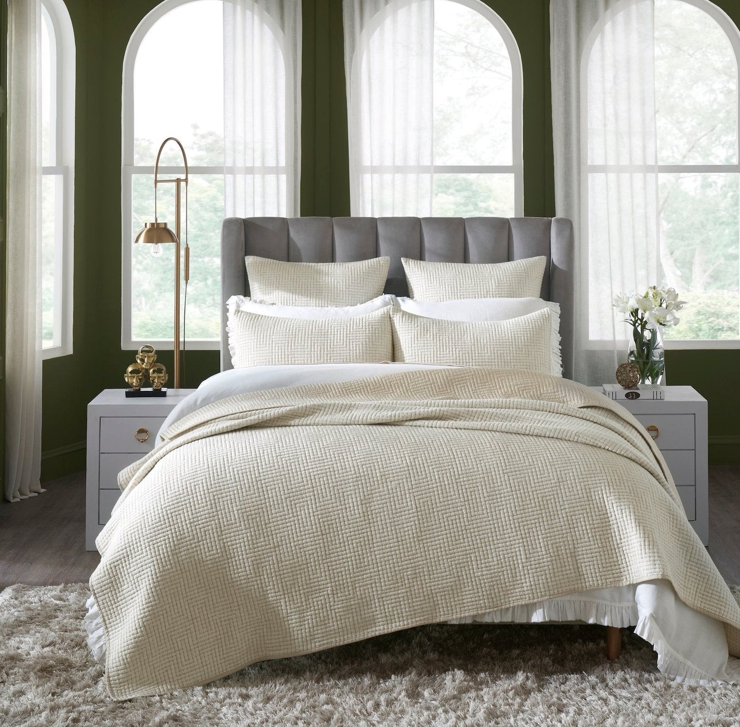 Maze Geometric Linen Coverlet