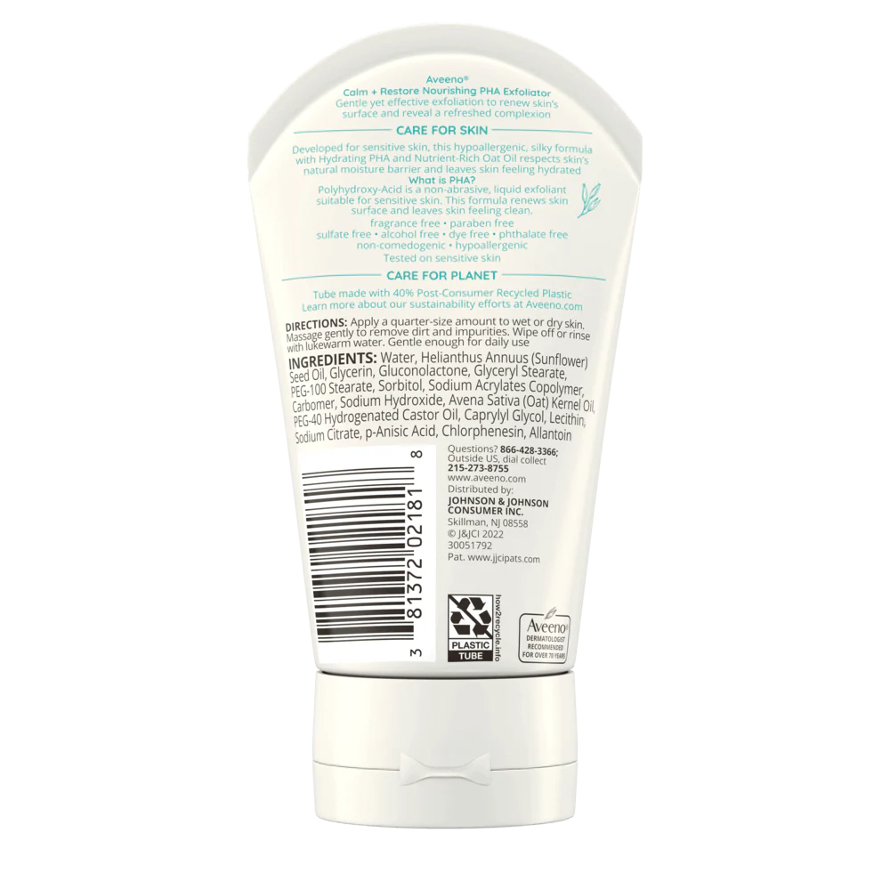 Aveeno Calm + Restore Nourishing PHA Facial Exfoliator 4 Oz.