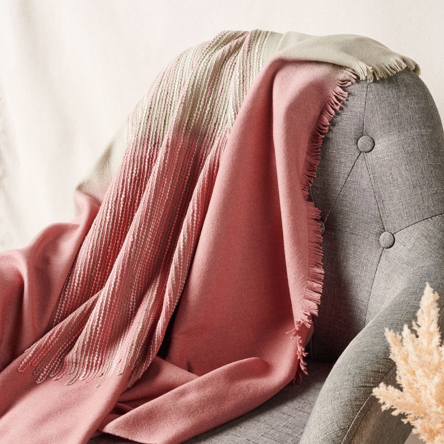 Chive Ombre Hand Textured Handloom Soft Merino Throw