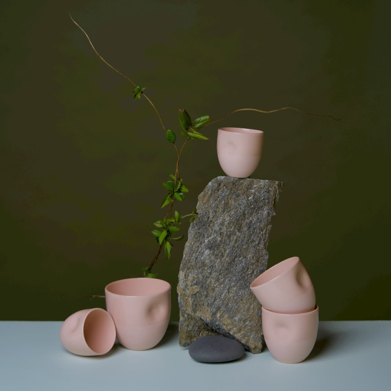 Unique Series Thumb Print Porcelain Cup - Dusty Pink