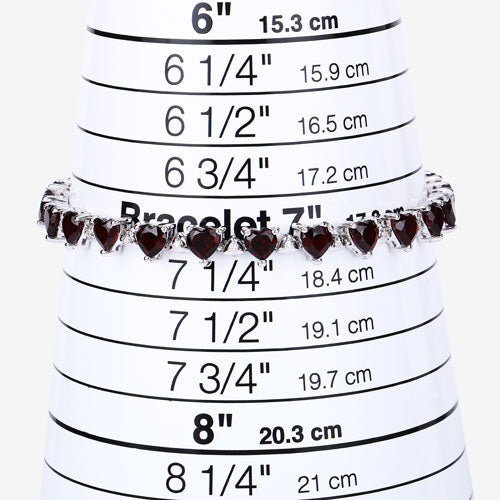11.62 Carat Genuine Garnet and White Diamond .925 Sterling Silver Bracelet
