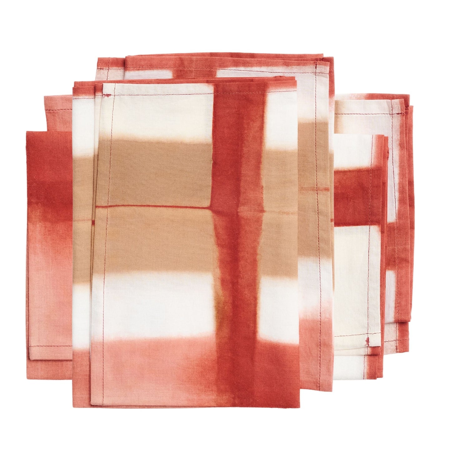 Chowk Red Cotton Hand Clamp Dye Artisanal Table Napkin ( set of 4 )