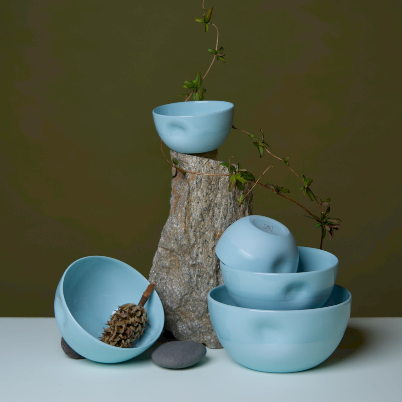 Unique Series Thumb Print Porcelain Bowl - Denim