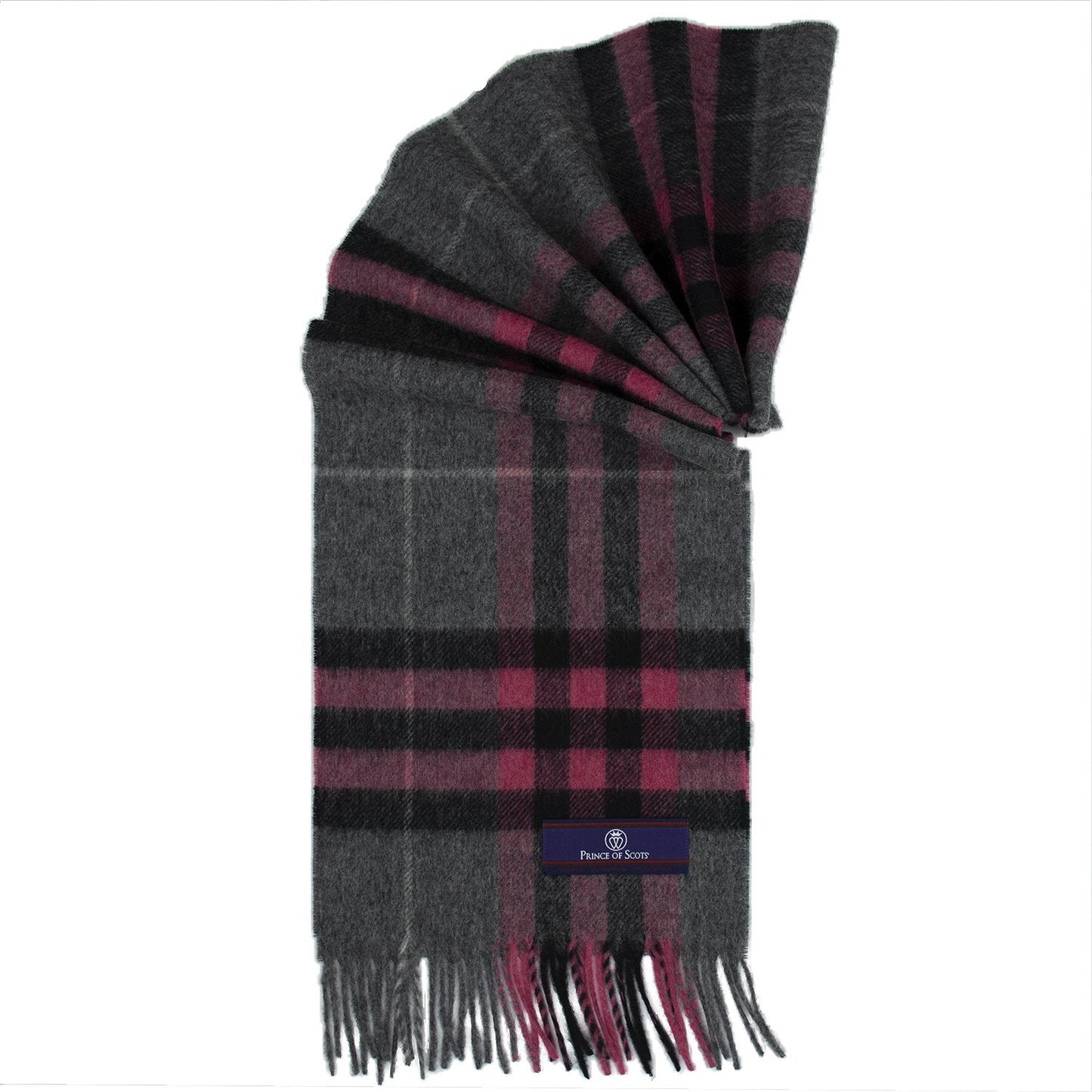 Prince of Scots Heritage Plaid Fringed Merino Wool Scarf (Cambridge Grey) - Osadia Concept Store