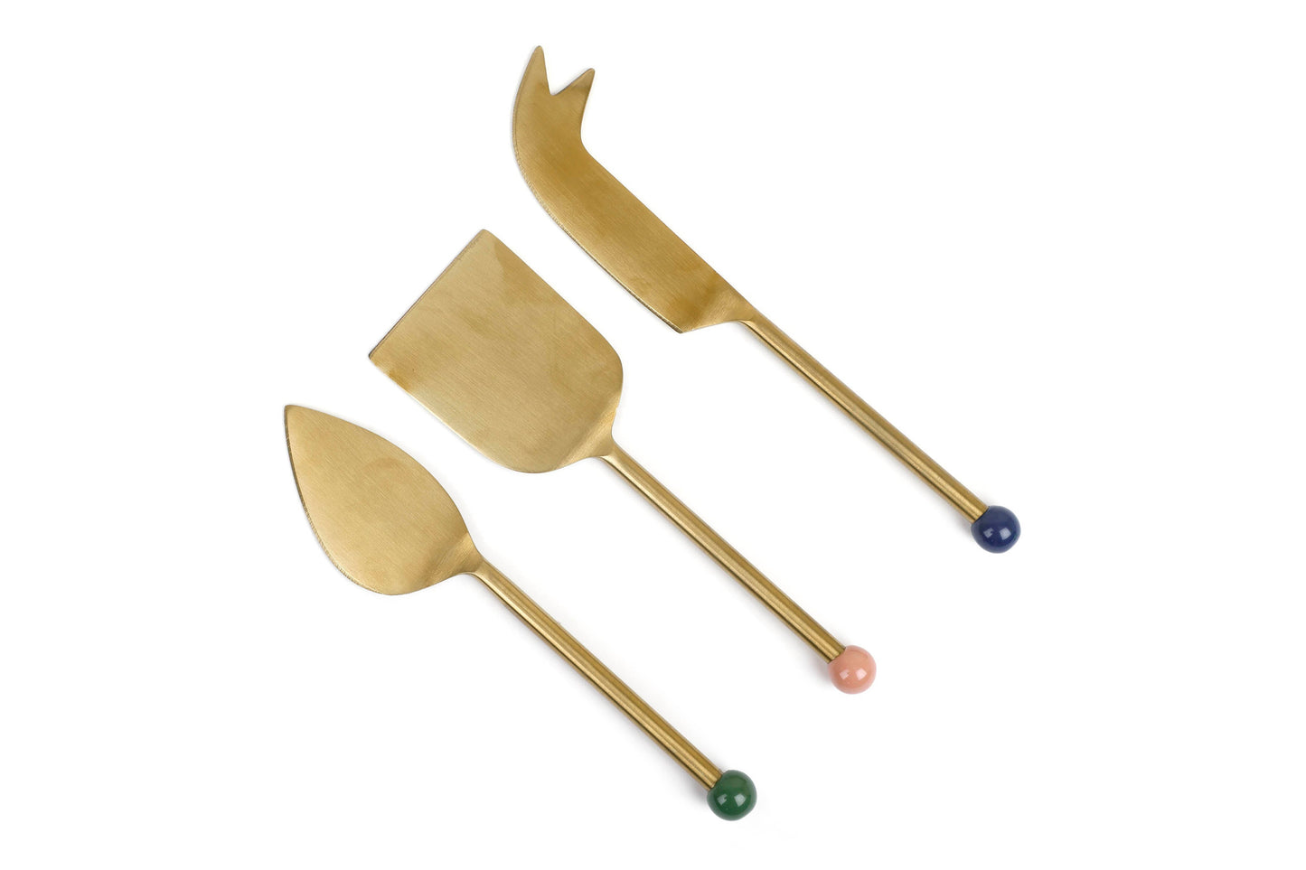 S/3 Brass Finish Cheese Knife Set