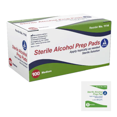 Dynarex Sterile Alcohol Prep Pads Medium 20/100/cs