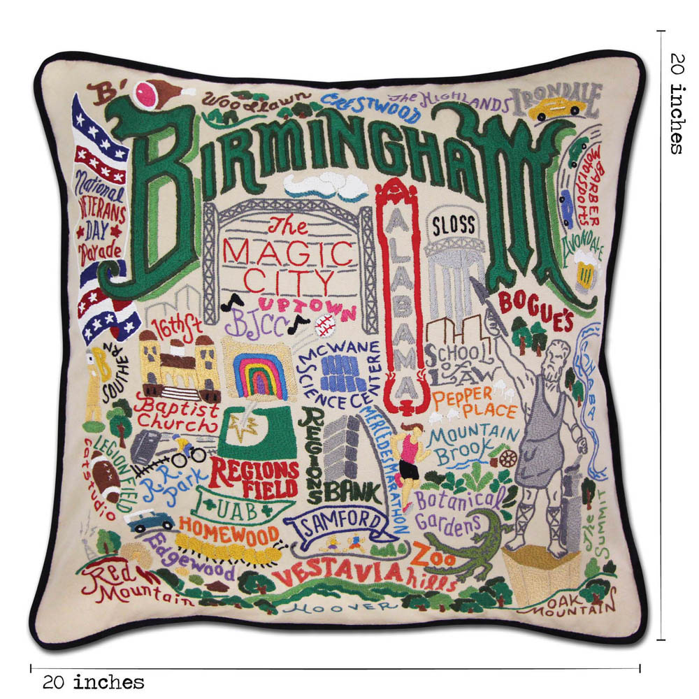 Birmingham Embroidered Pillow by CatStudio
