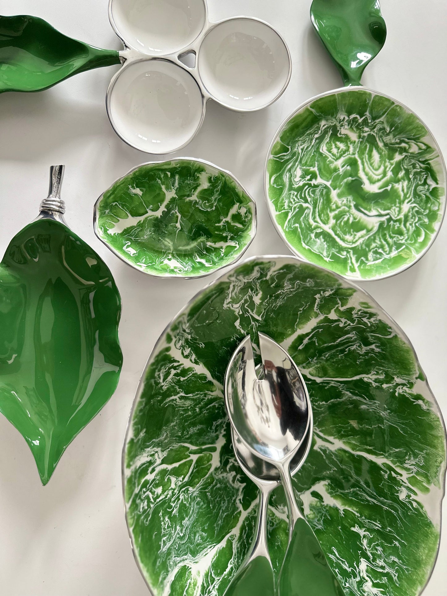 Verdura Salad Servers Set White - In Stock