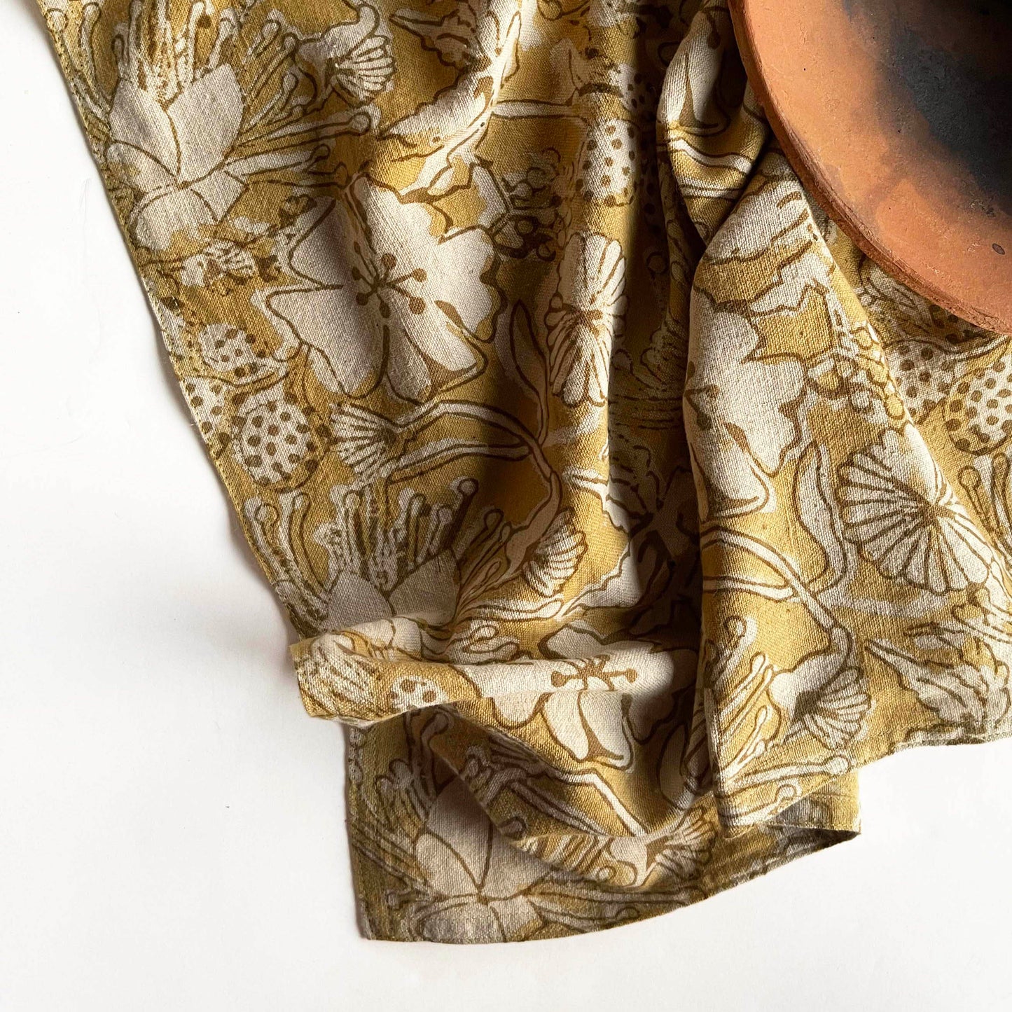 Hand Block Print Cotton Napkins (Set of 4) - Hope Mustard