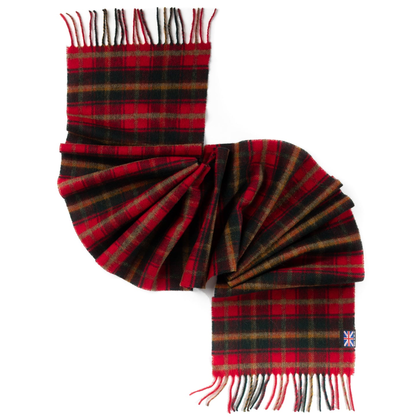 Prince of Scots Fringed Merino Wool Scarf (Red Maple)