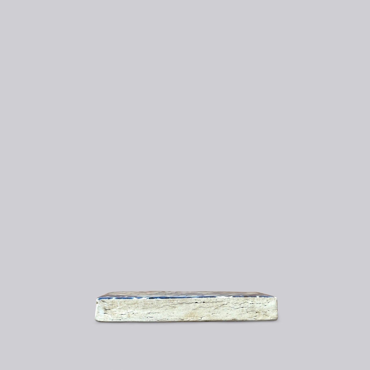 Hand Painted Porcelain Blue and Red Three Friends Tile