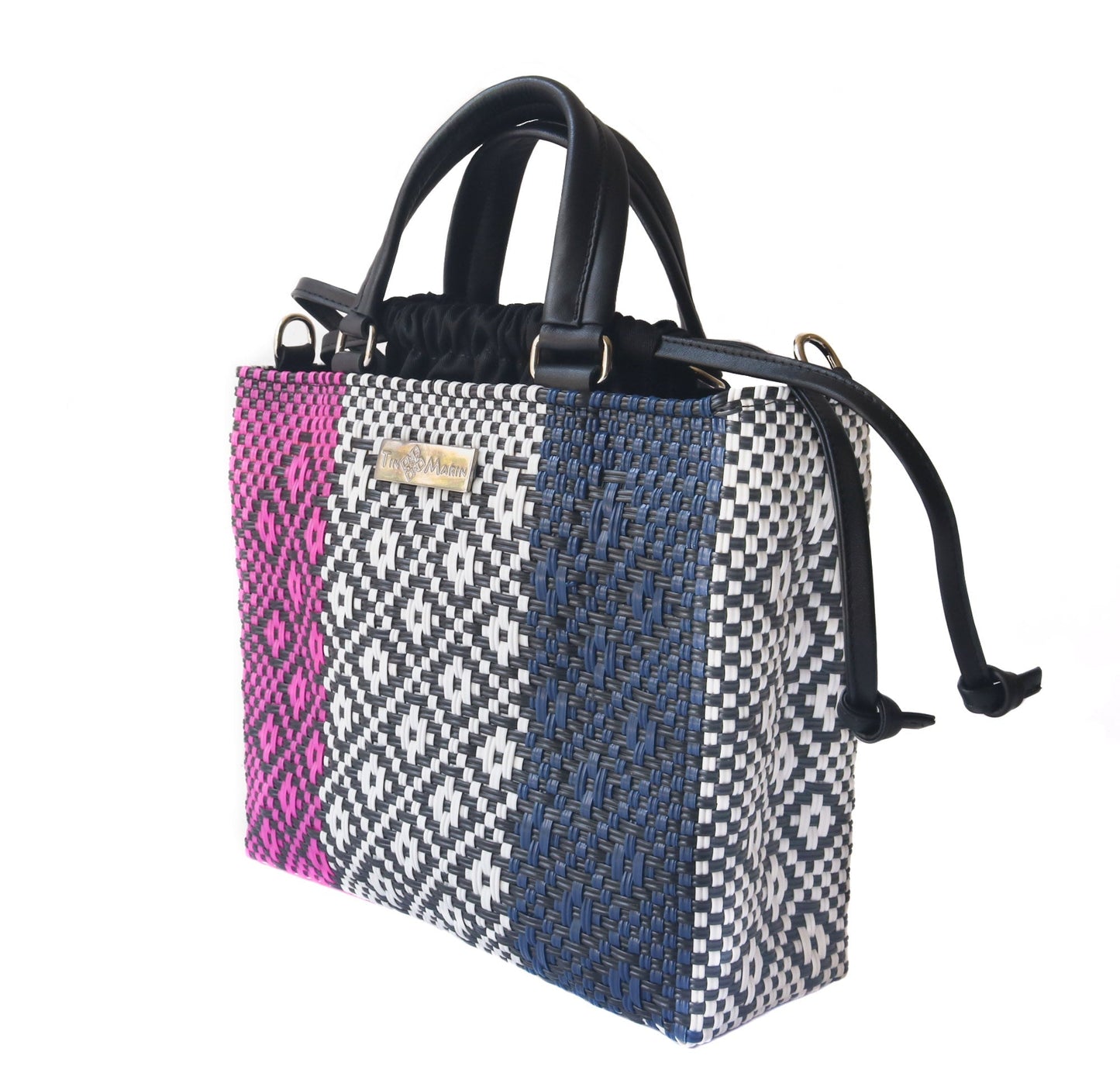 Bloom Medium Woven Crossbody Drawstring Bag