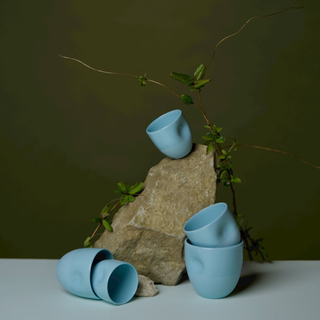 Unique Series Thumb Print Porcelain Cup - Denim