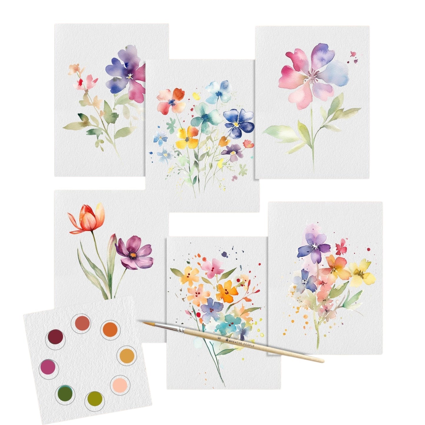 All-in-One Watercolor Art Prints + Postcards: Spring Flowers