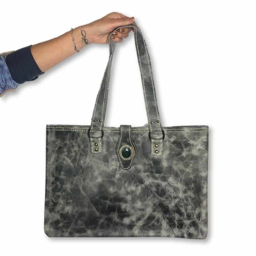 Chakra Jade Stone Leather Bag - Guatemala