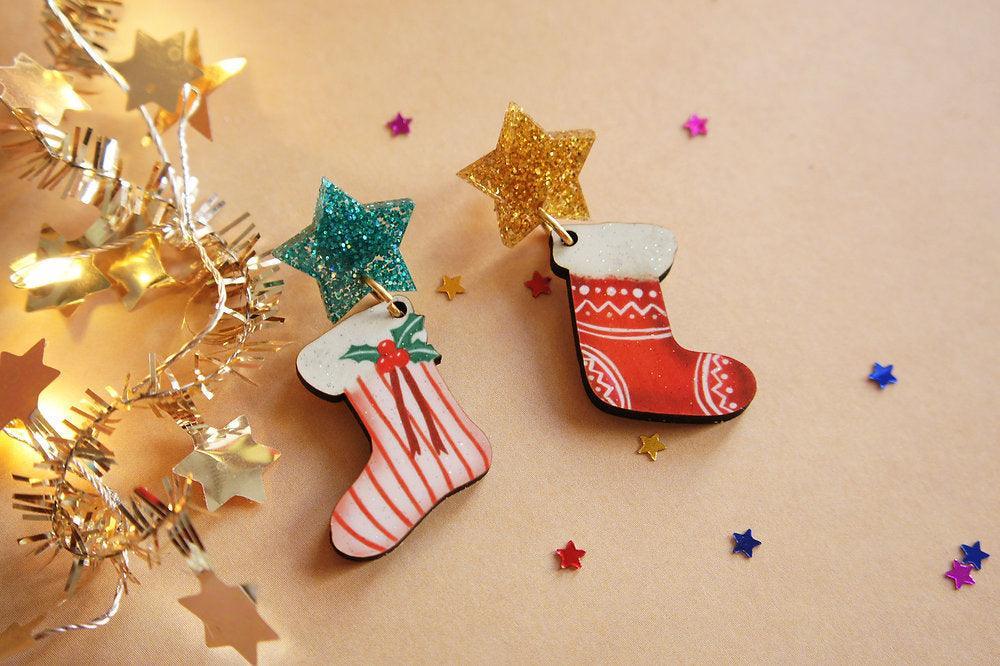 Christmas Stocking Earrings by Laliblue