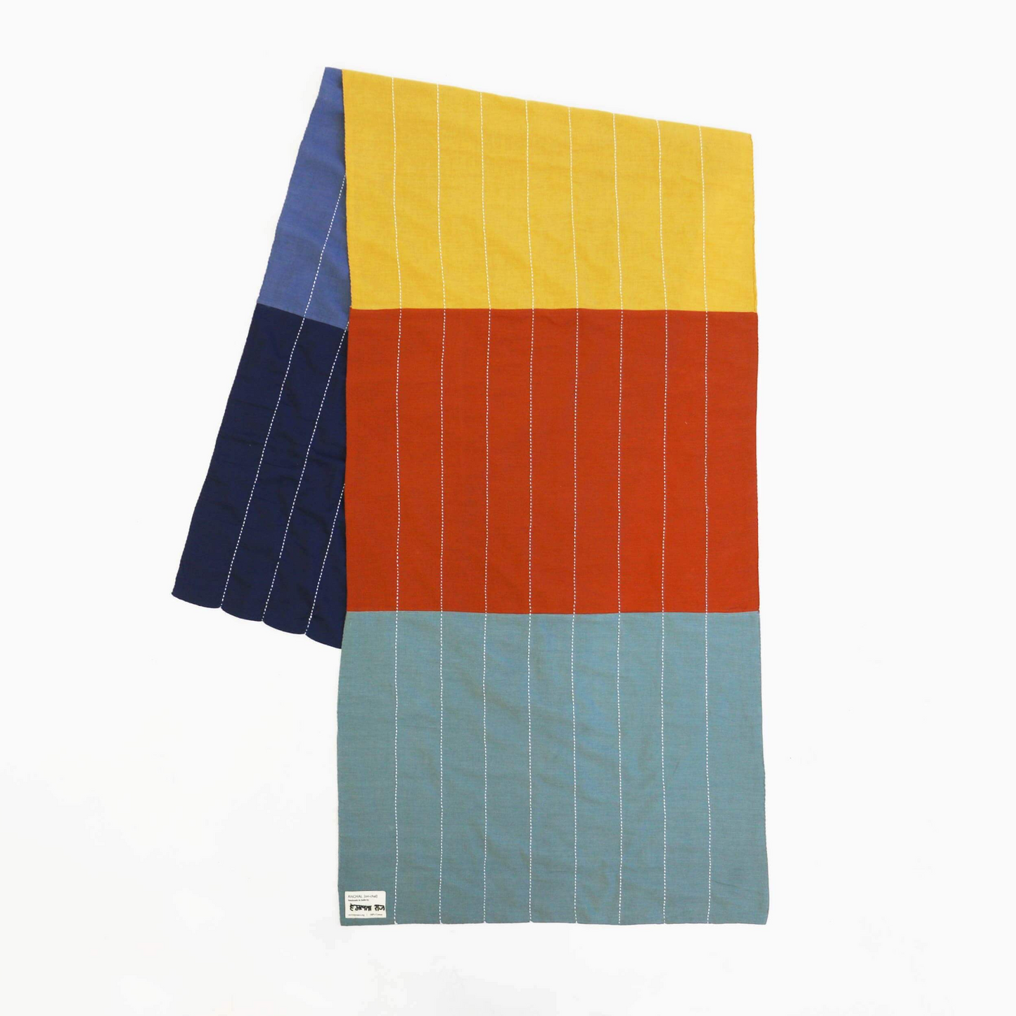 Kantha Embroidered Scarf | Rainbow Colorblock