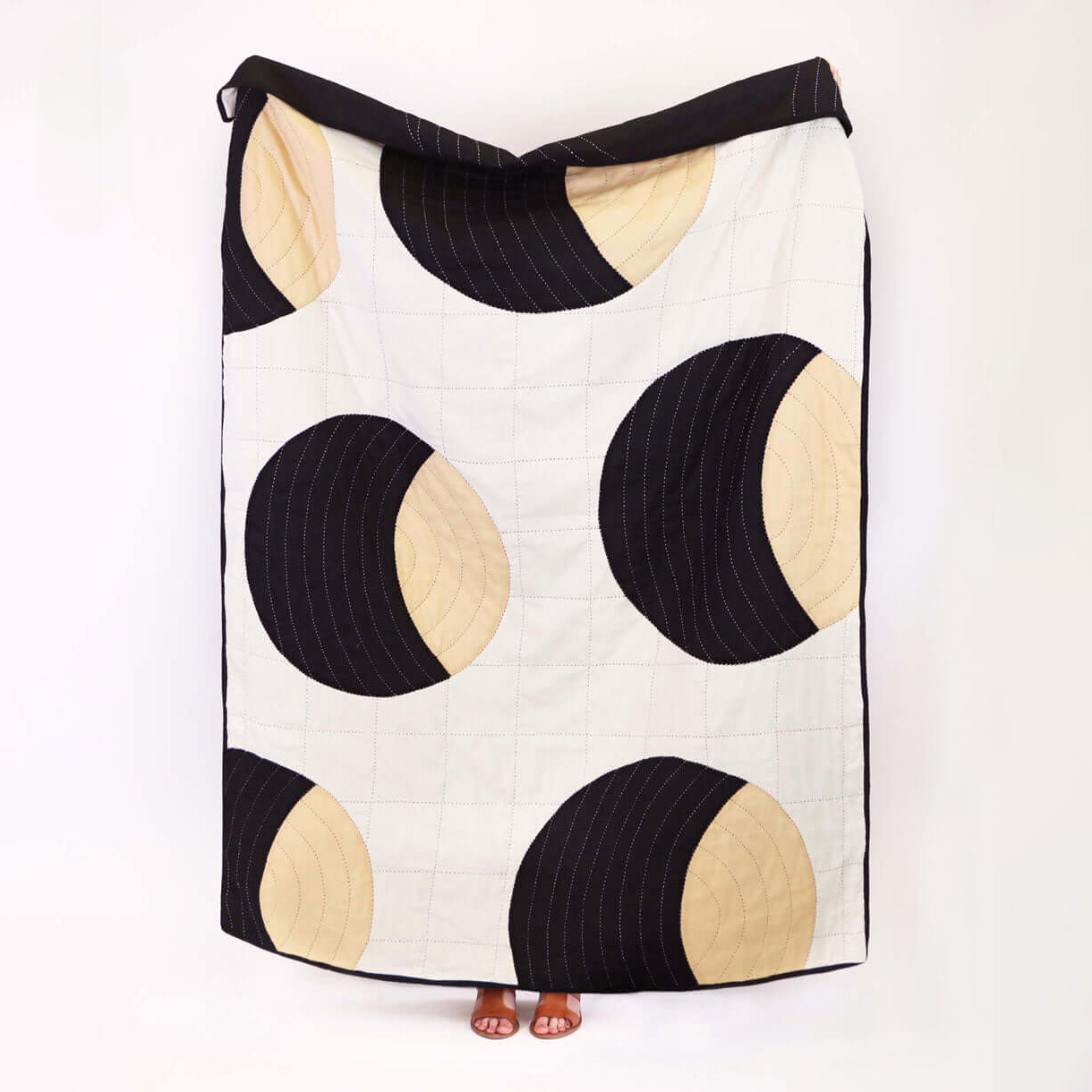 Kantha Quilted Throw Blanket | Crescent Lattice