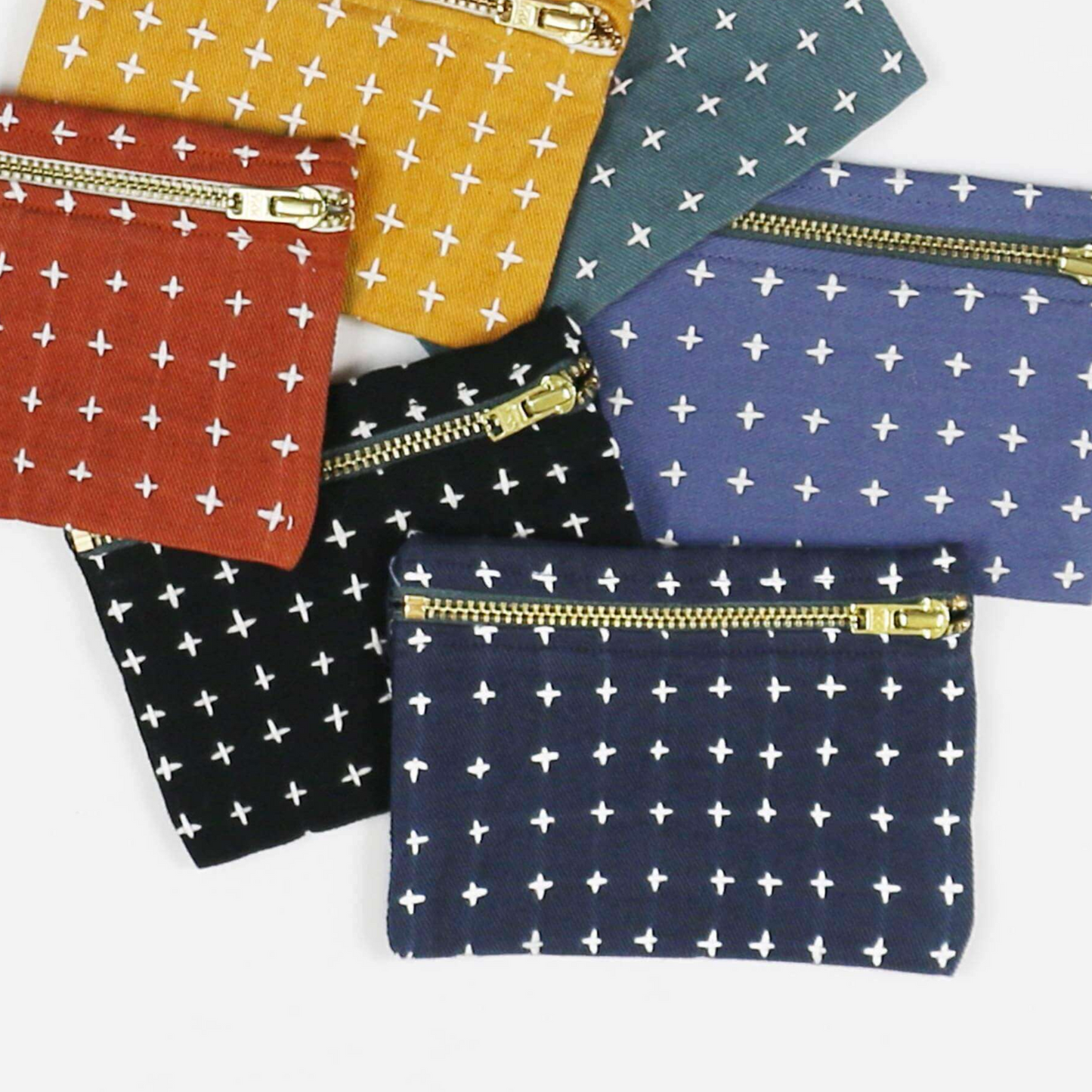 Coin Purse | Navy Cross-Stitch