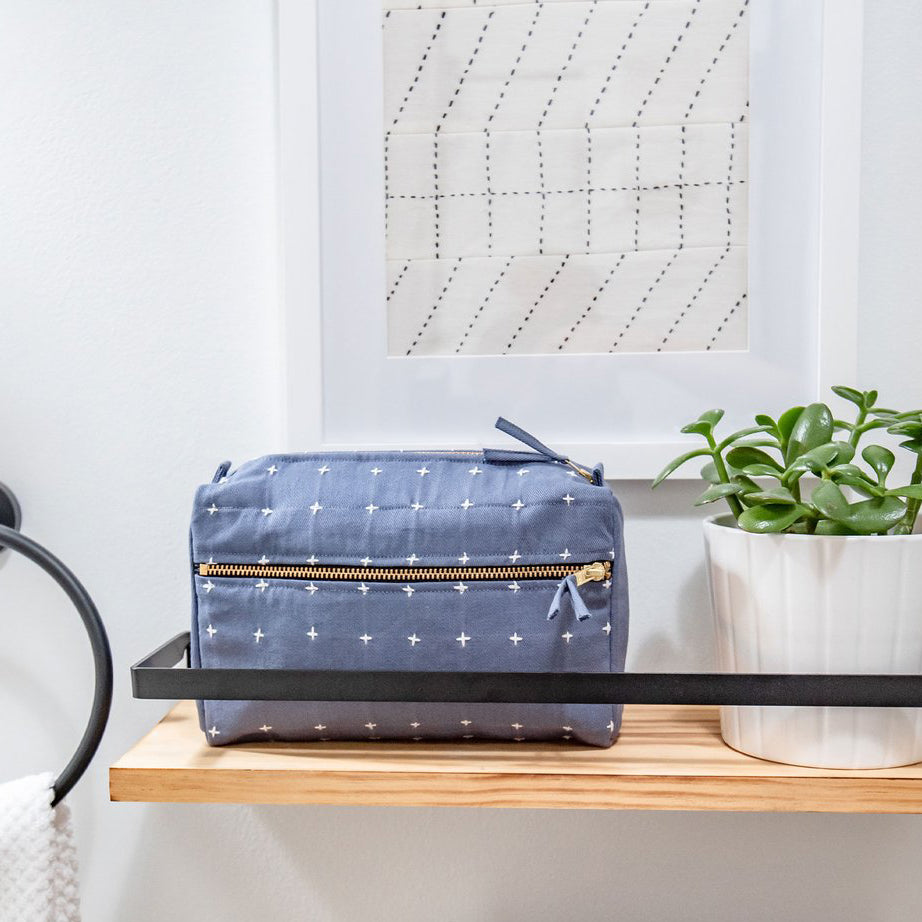 Medium Toiletry Bag | Slate Cross-Stitch