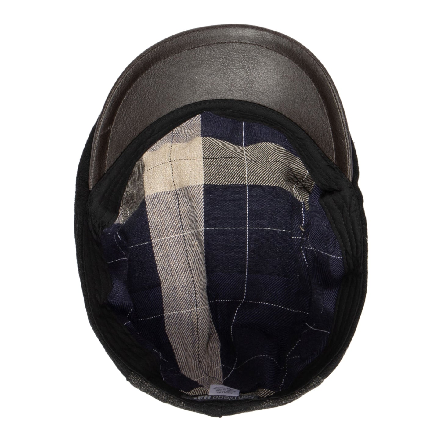 Men's Cut & Sew Striped Wool Driver w/Leather Brim