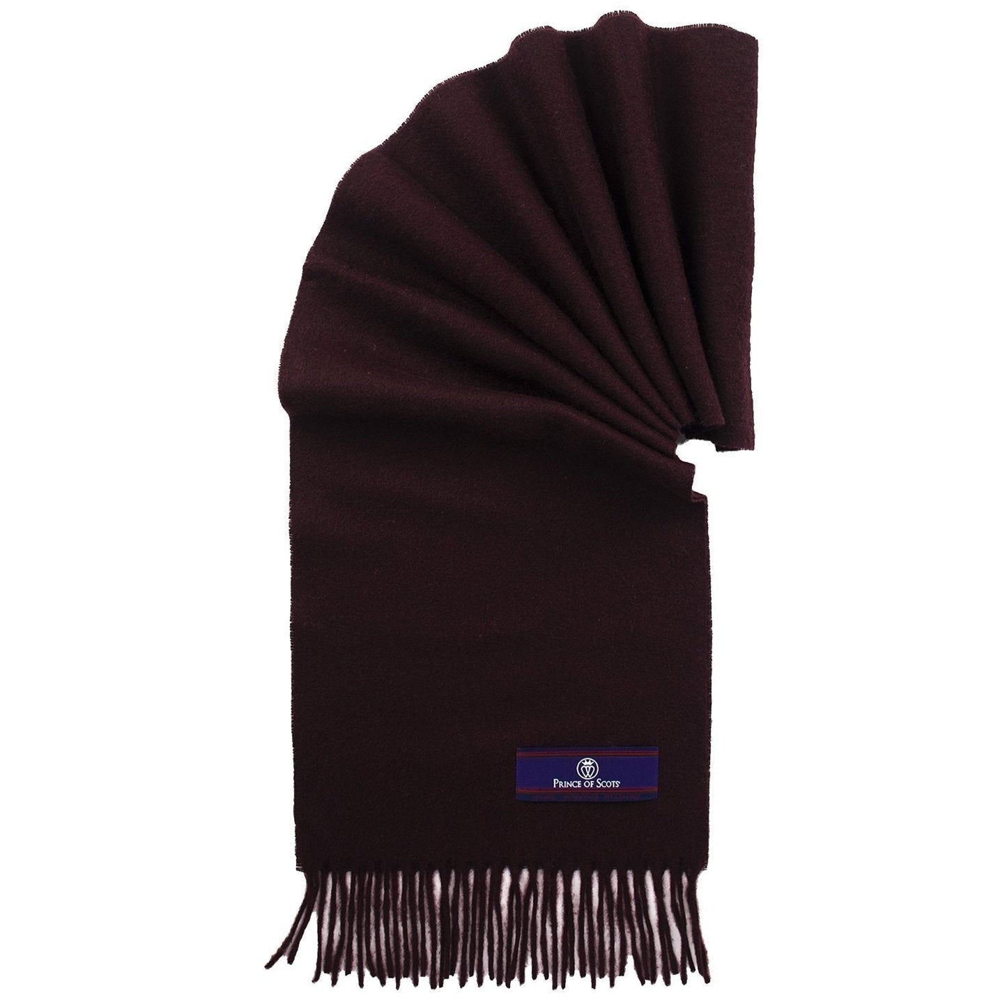 Prince of Scots Fringed Merino Wool Scarf (Merlot)