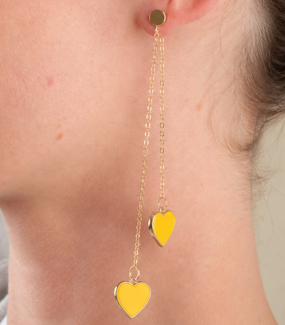 Single Hearted Girl Yellow Heart Earrings | Gold Filled