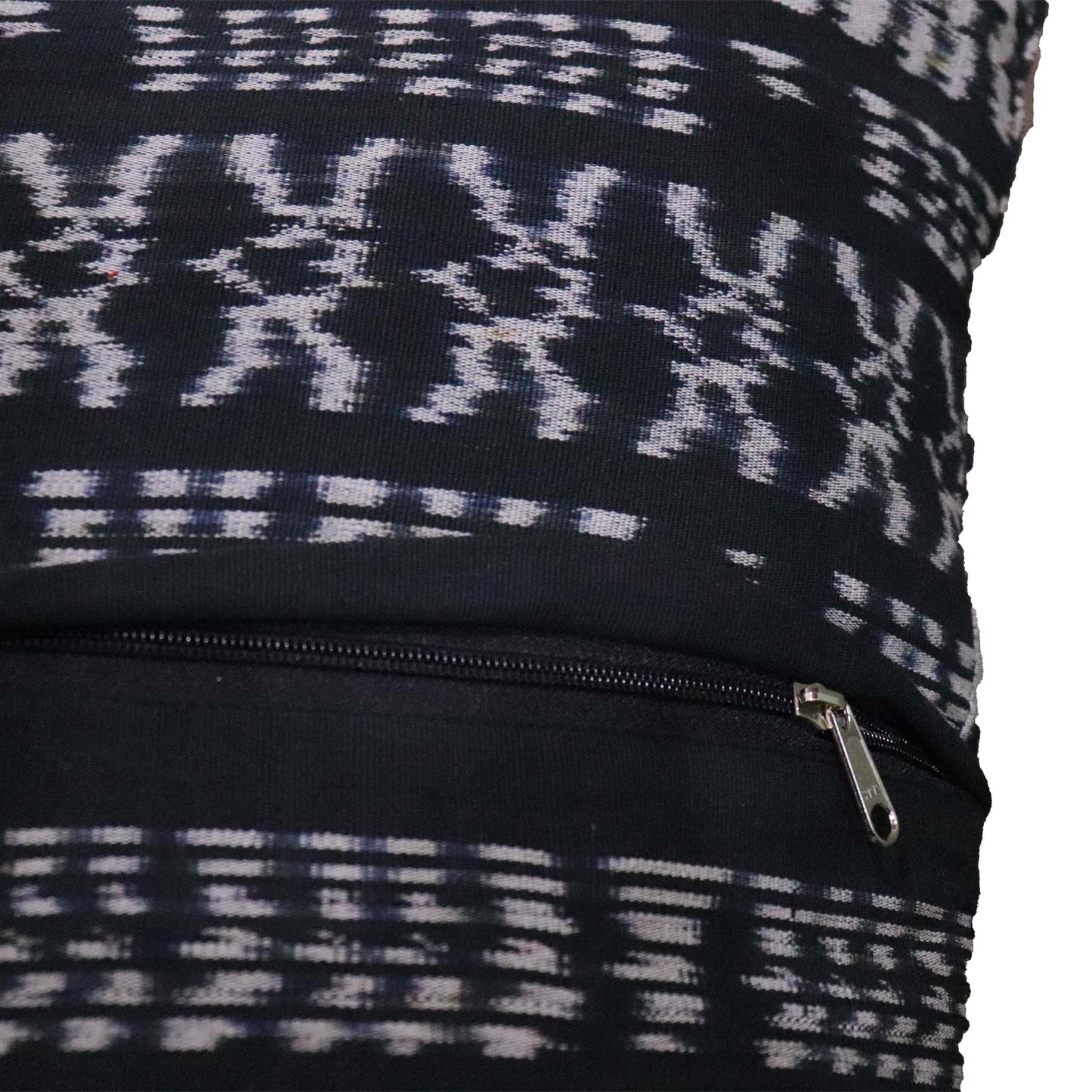 Handwoven Ikat Pillow Cover, Heritage Fire, Black and Orange. 22 x 22inches, Cushion