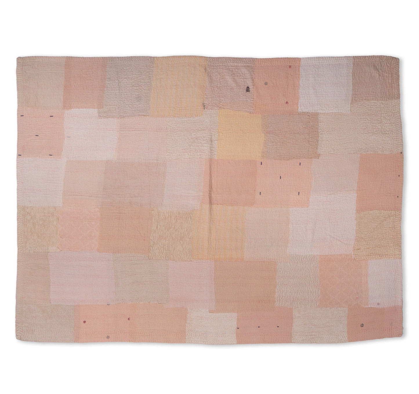 Mosaic Fray Patch Vintage Kantha Throw - Shallot