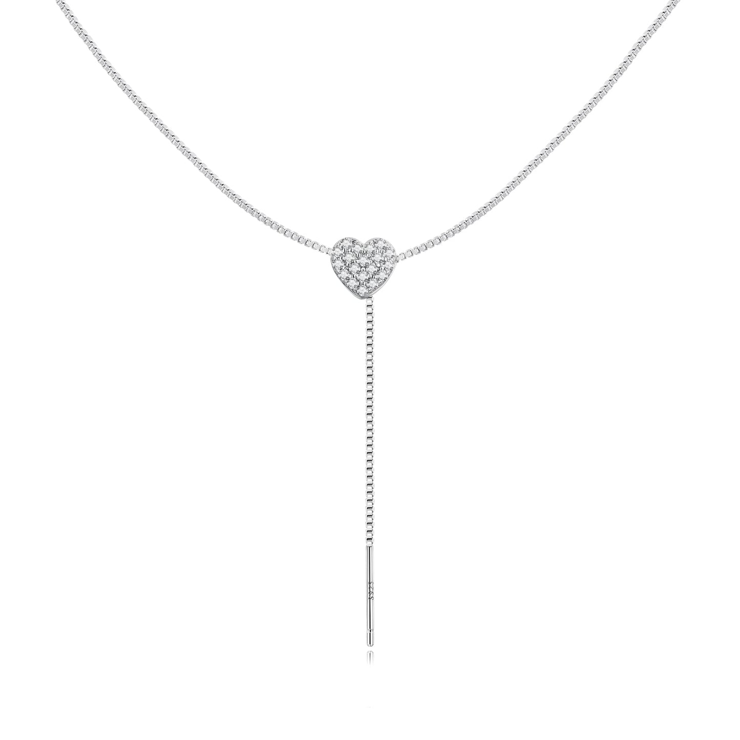 925 Sterling Silver Adjustable Necklace with CZ Pendant for Women