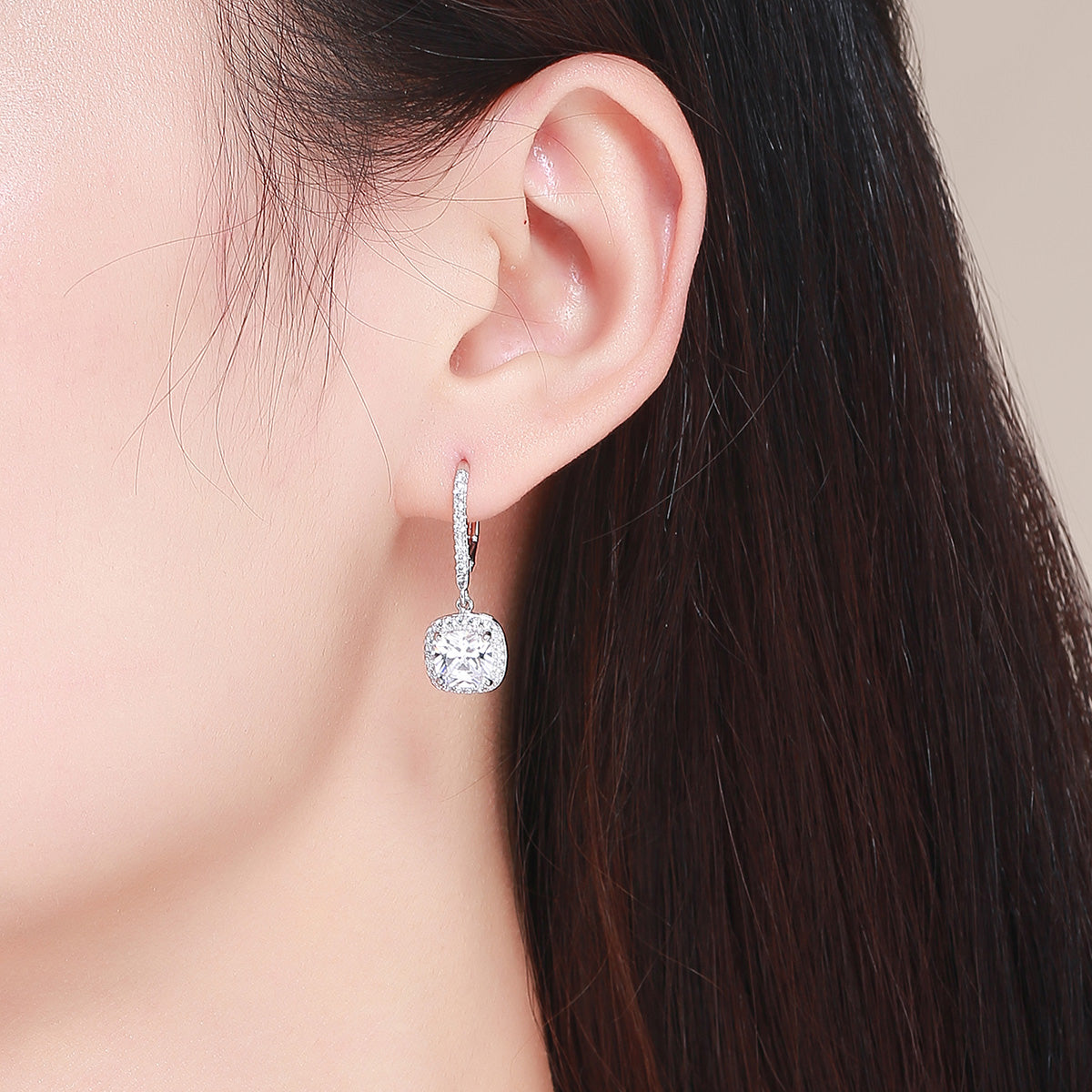 925 Sterling Silver Plated Gold Pavé Setting CZ Earrings for Women