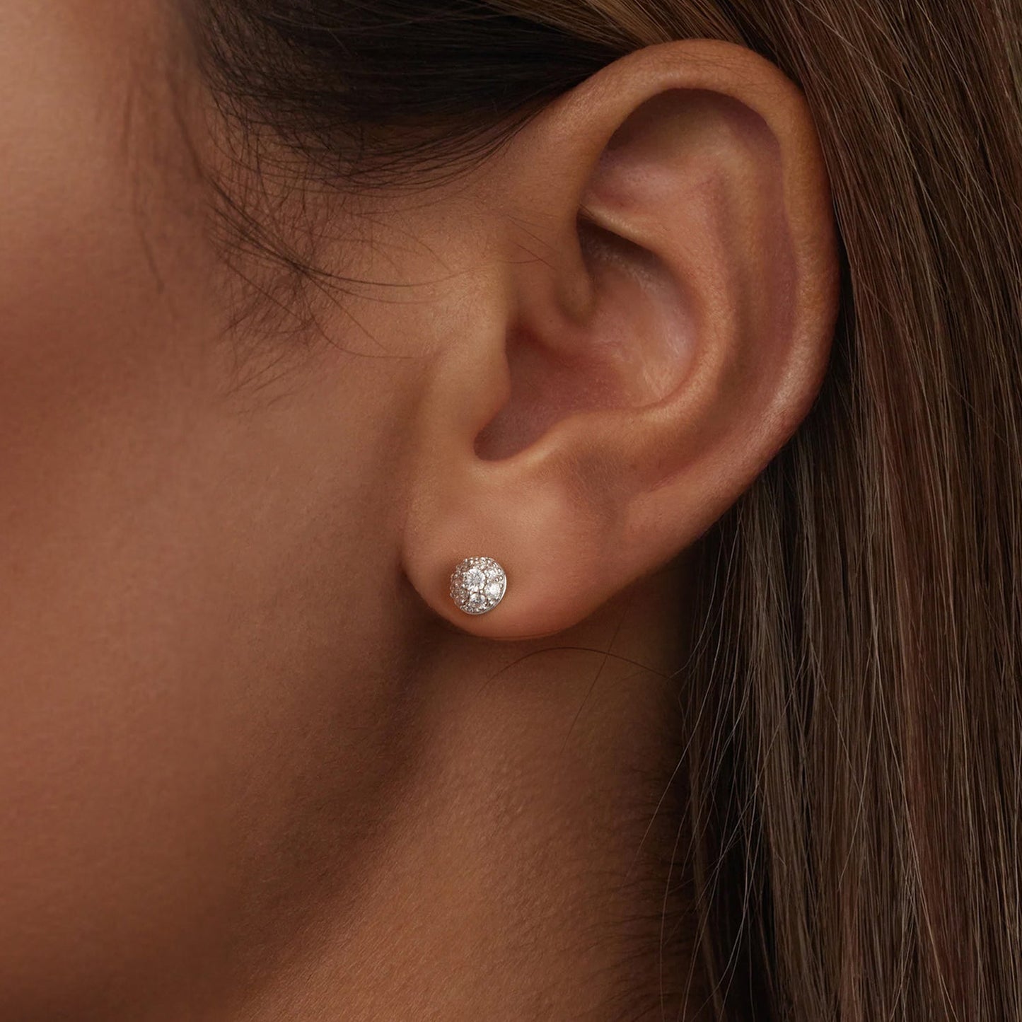 925 Sterling Silver White Gold Plated Moissanite Earrings Size 10mm for Women