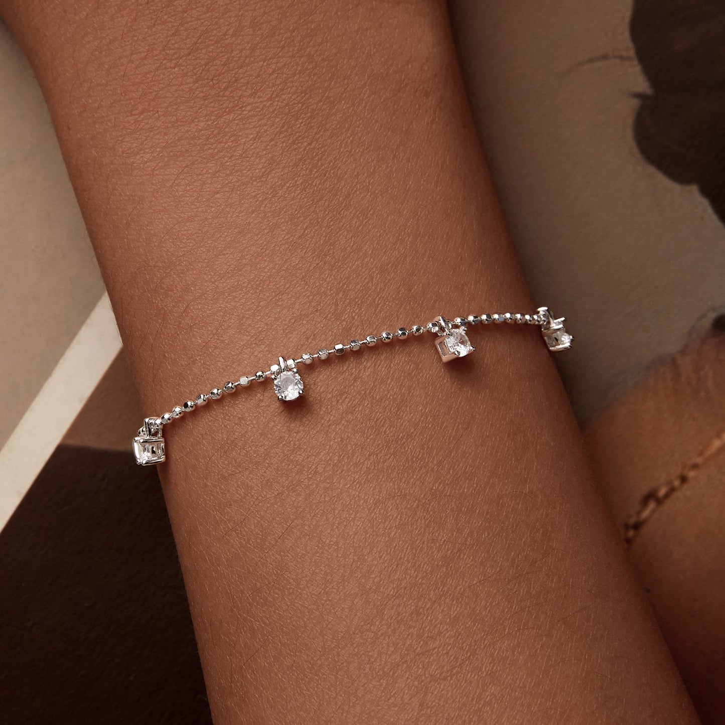 925 Sterling Silver Plated Platinum CZ Bracelet for Women