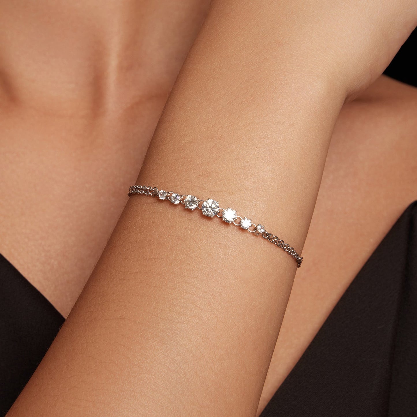 925 Sterling Silver 5MM Moissanite Bracelet for Women