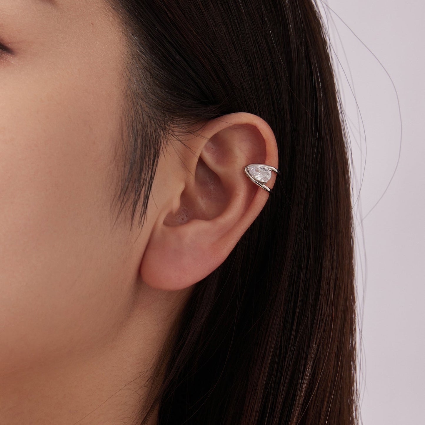 925 Sterling Silver Hoop Earrings with Pavé Setting CZ in White Gold