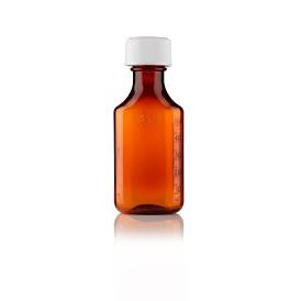 Centor 4 oz. Amber Glass Oval Bottles with Child-Resistant Caps (Case of 72)