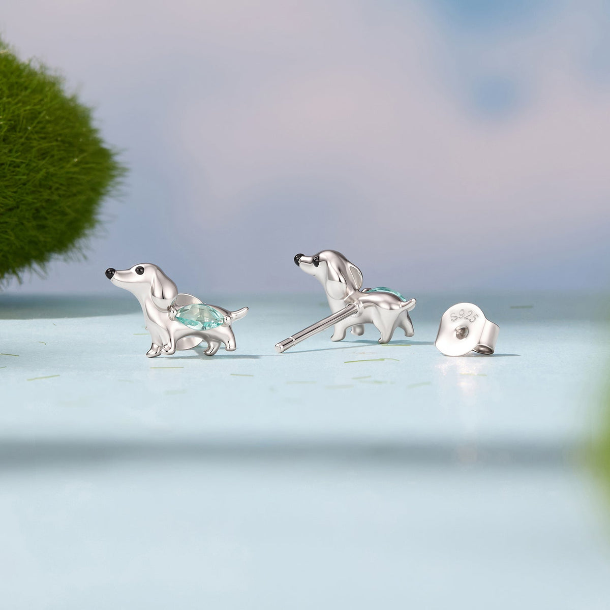 925 Sterling Silver White Gold Plated Transparent Glass Enamel 0.7 x 1.0 cm Earrings for Women