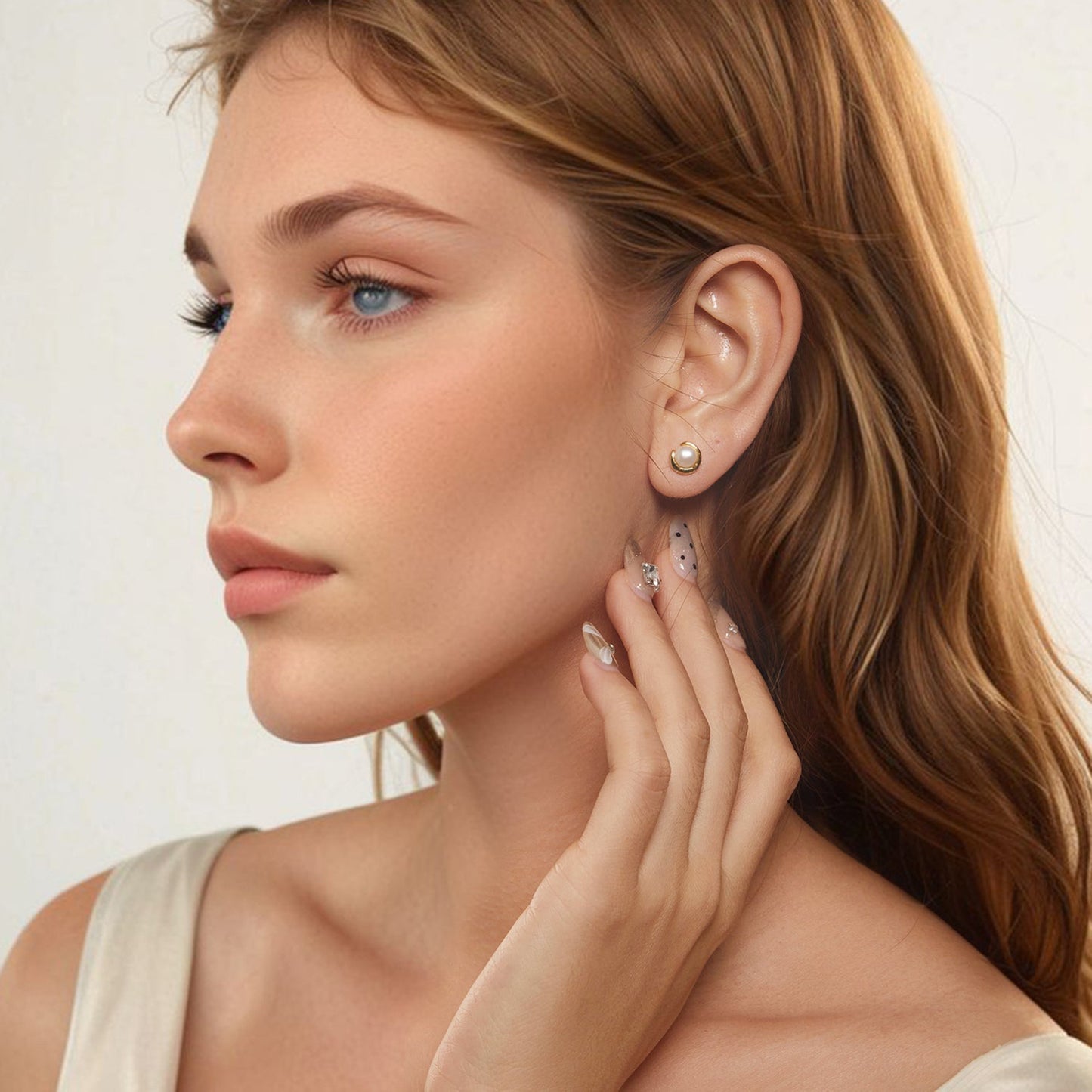 925 Sterling Silver Freshwater Pearl Gold Plated Earrings